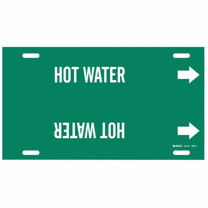 Pipe Marker Hot Water 8 in H 16 in W