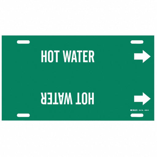 Pipe Marker Hot Water 10 in H 24 in W