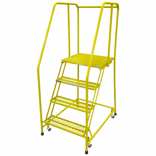 Rolling Ladder Steel 70In. H. Yellow