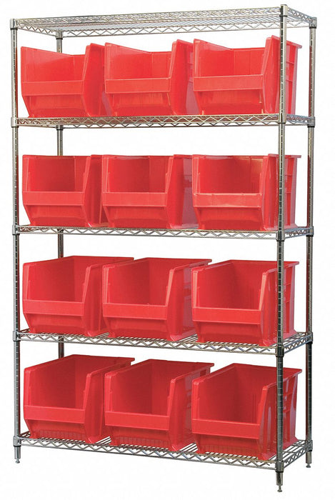 D5364 Bin Shlvng 18inx74inx48in Red