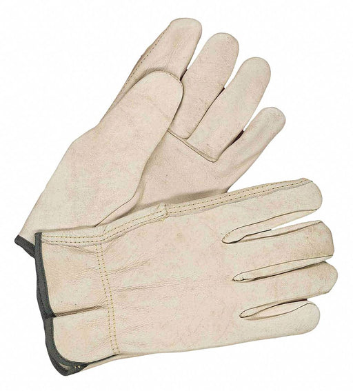 Leather Gloves Shirred Slip-On Cuff L