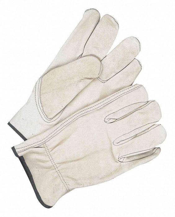 Leather Gloves Shirred Slip-On Cuff M