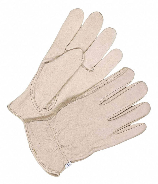 Leather Gloves Shirred Slip-On Cuff M