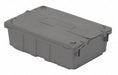 Attached Lid Container Gray Solid HDPE