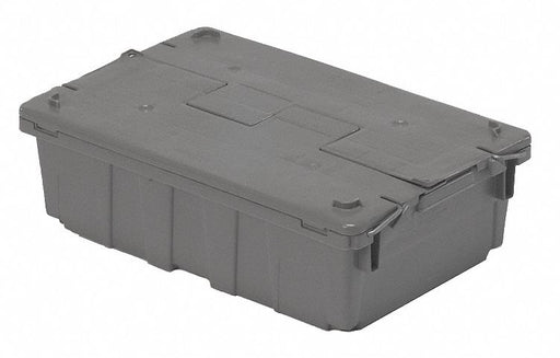 Attached Lid Container Gray Solid HDPE