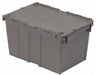 Attached Lid Container Gray Solid HDPE