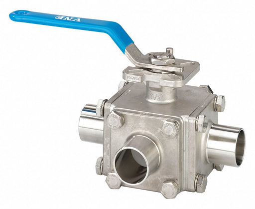 Manual 3-Way Ball Valve 1/2 316 SS