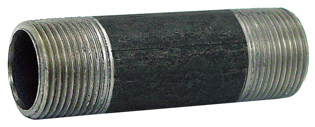 Black Pipe Nipple Threaded 1/2x10 In