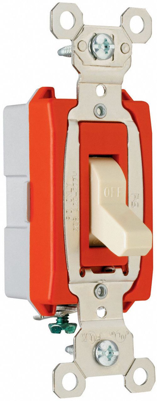 Wall Switch Ivory 20A Back Side SnglPole