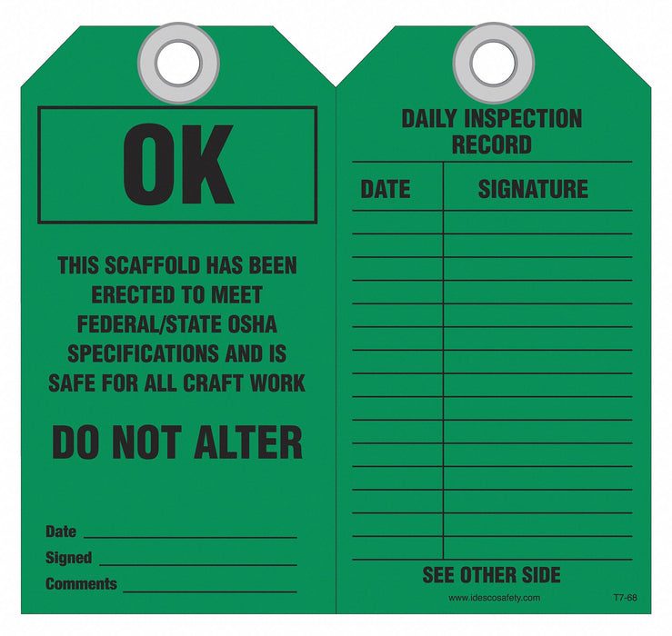 Scaffold Ok to Use Safety Tag PK10