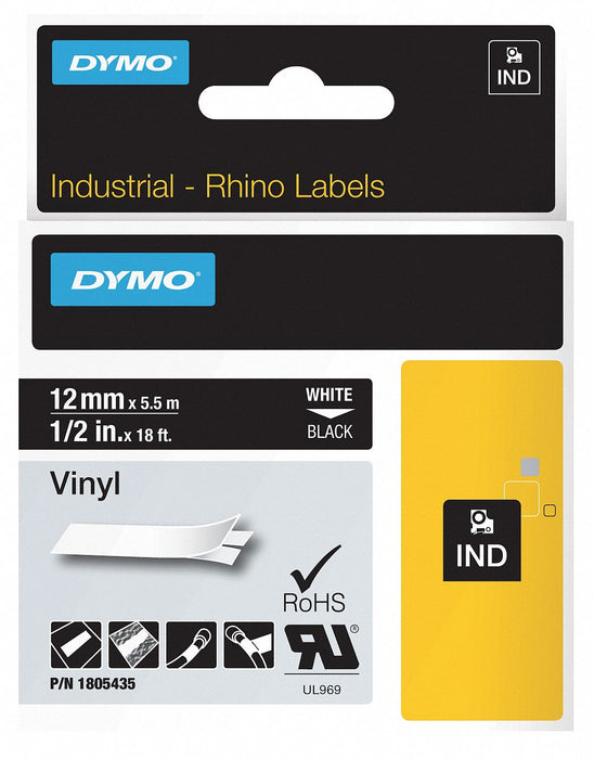 Label Tape Cartridge Vinyl 18 ft.L 1/2 W
