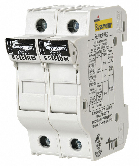 Fuse Block 0 to 30A Class CC 2 Pole