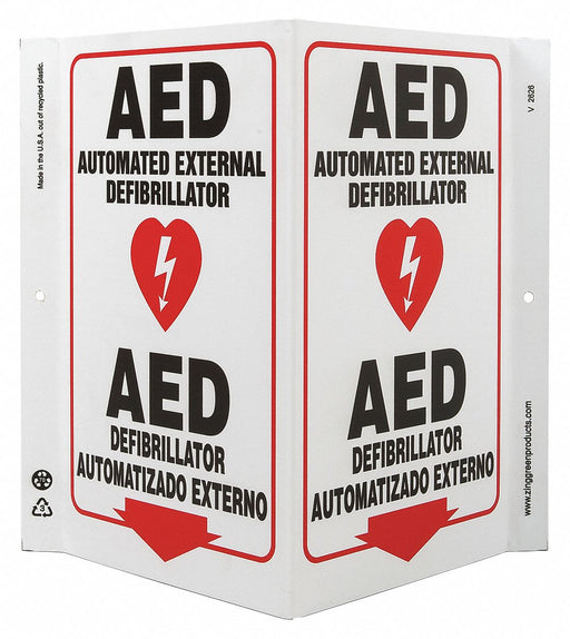 AED Sign V-Shape Plastic