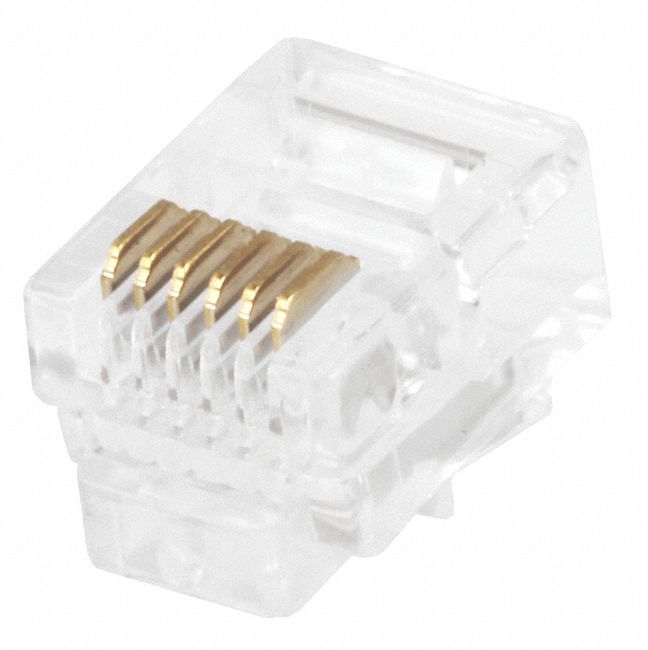 Plug Mod RJ12 6P6C Round Solid PK50