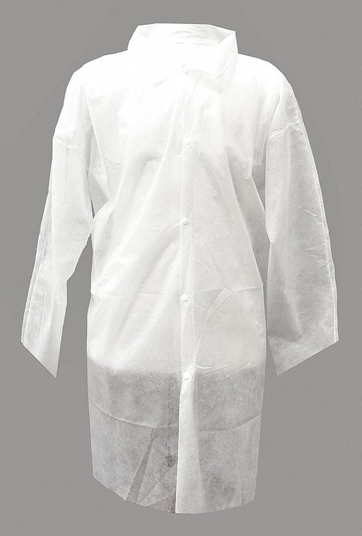 Disp. Lab Coat S Polypropylene Wht PK30