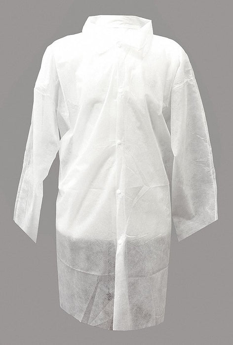 Disp. Lab Coat M Polypropylene Wht PK30