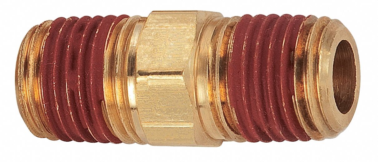 Reducing Hex Nipple Brass 1/2 x 3/8 in