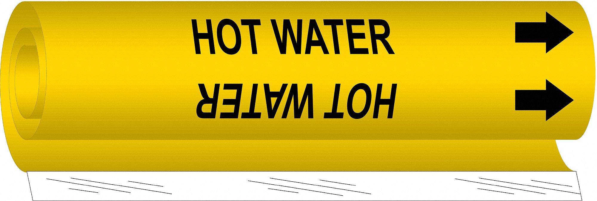 Pipe Marker Hot Water 5 in H 8 in W