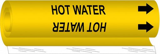 Pipe Marker Hot Water 5 in H 8 in W