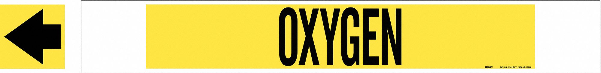 Pipe Marker Oxygen 4 in H 24 in W