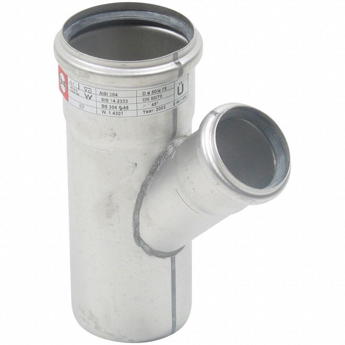 45 Wye 316 SS 3 x 2 x 3 in Pipe Size