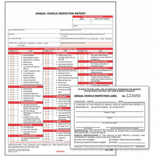 Annual Vehicle Inspection Report/Label
