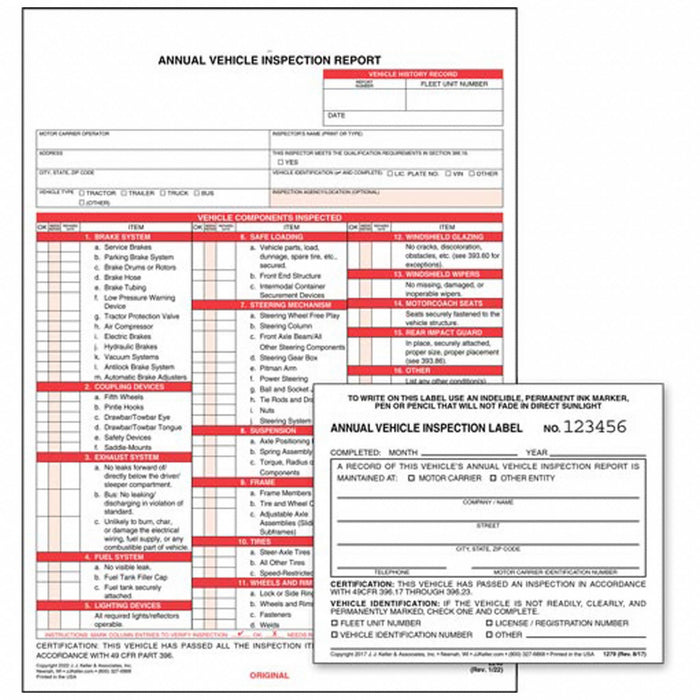 Annual Vehicle Inspection Report/Label