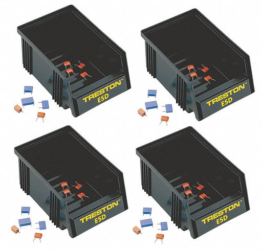 One Size ESD Stacking Bins Black PK4