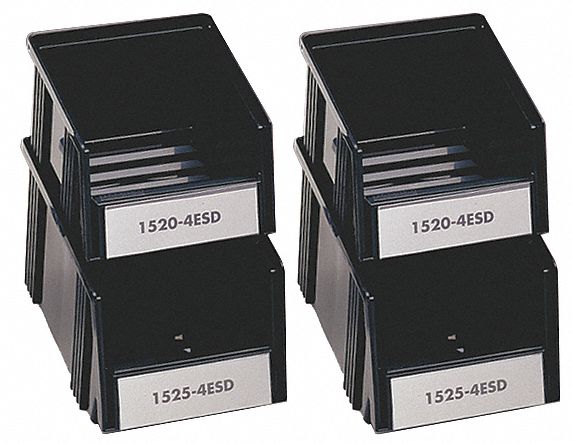 Assorted Size ESD Stacking Bins Blk PK4