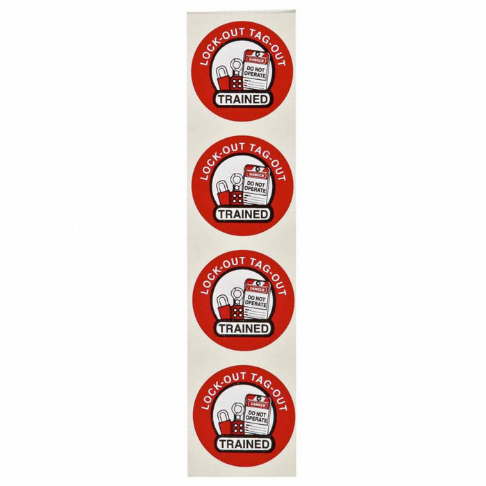 Hard Hat Label Black Red/White PK4