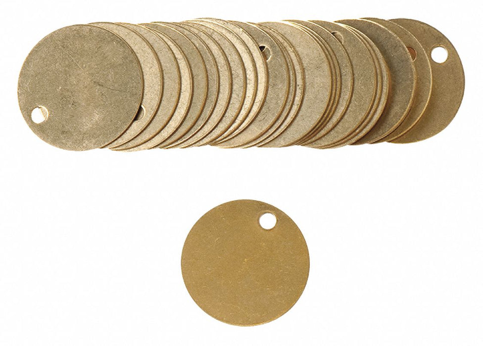 Blank Round Tag Brass 1 1/2in dia PK25