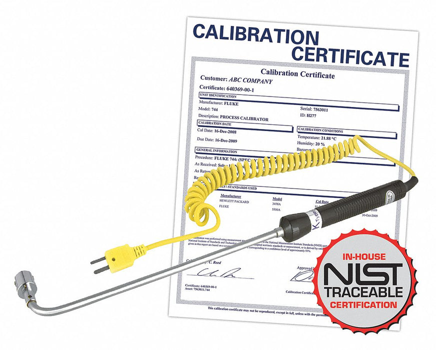 Probe Type K Surface Nist Cert
