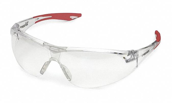 Safety Glasses Red Frame Clear Lens