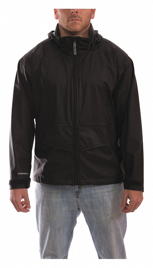 Rain Jacket w/Hood/Pockets Stretch Blk S