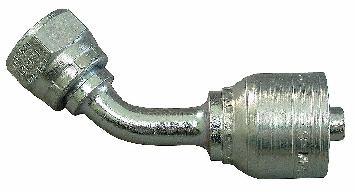 Crimp Fitting 45 Deg 1/4 ID M18-1.5 F