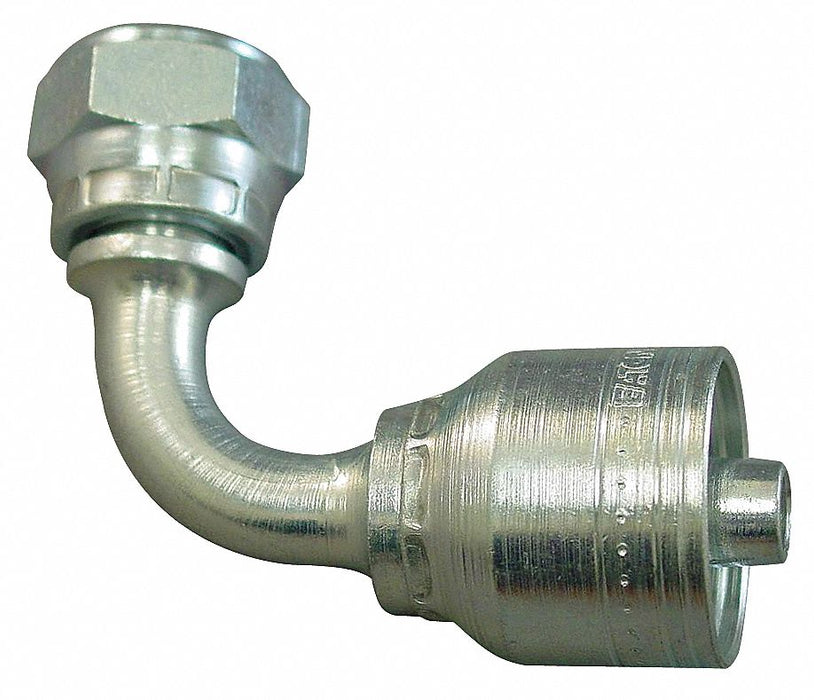 Crimp Fitting 90 Deg 1/2 ID M22-1.5 F