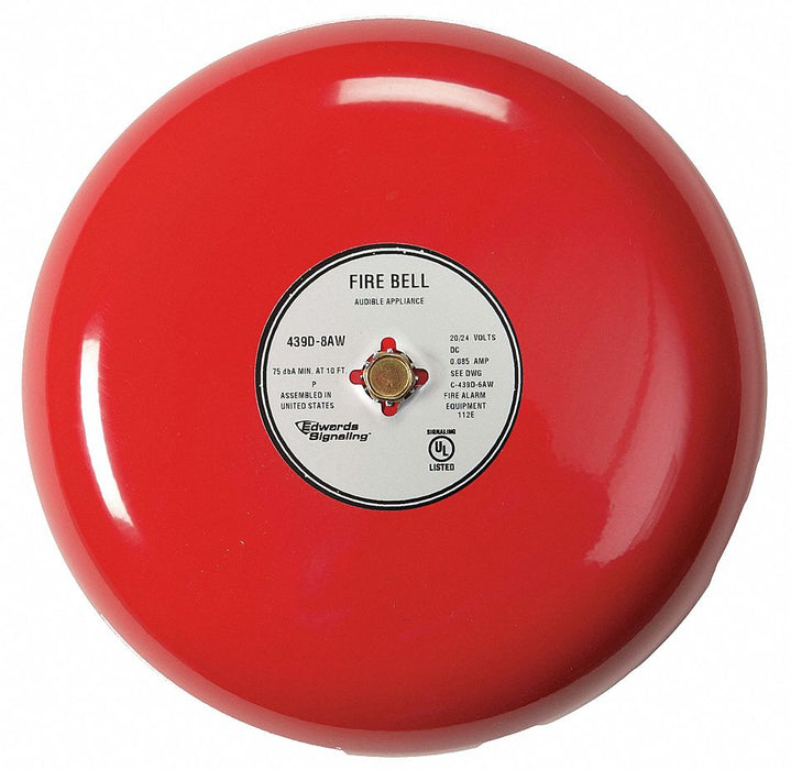 Fire Bell Red 8 in 20 to 24V