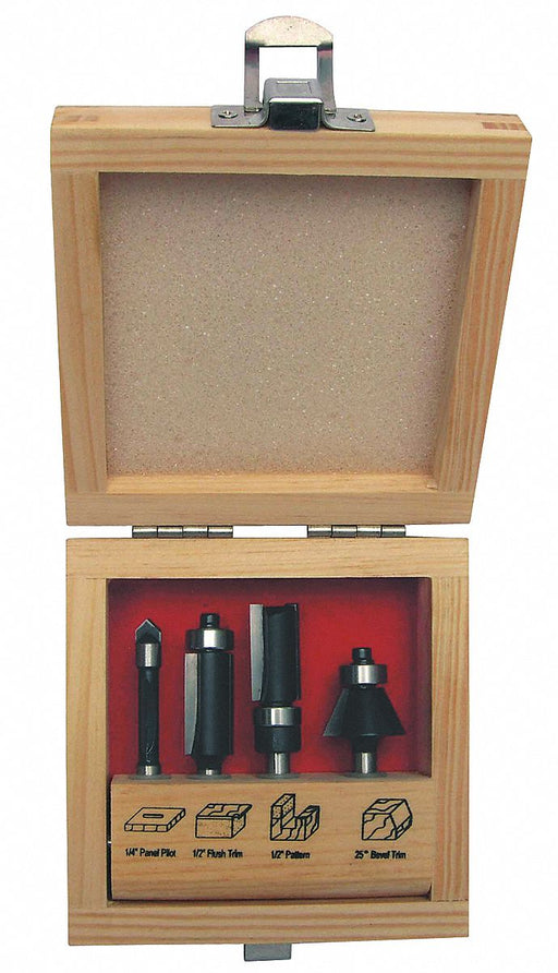 Router Bit Set 4 Pc Carbide Tipped