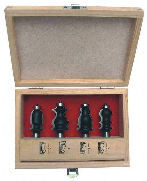 Router Bit Set 4 Pc Carbide Tipped