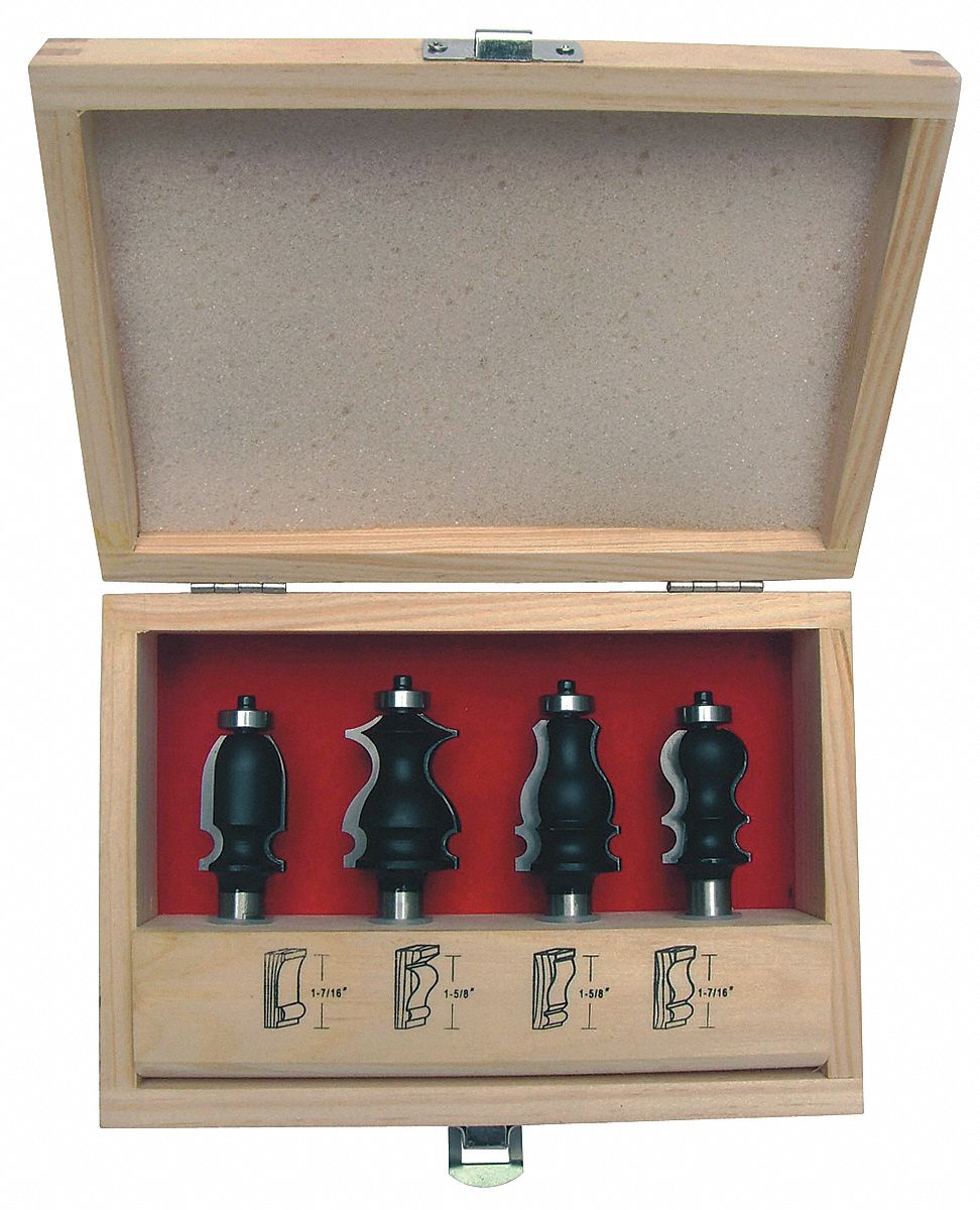 Router Bit Set 4 Pc Carbide Tipped