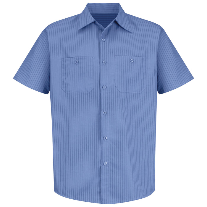 Men's Short Sleeve Industrial Stripe Work Shirt