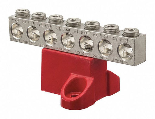 Ground Bar Aluminum 7 Circuit 2/0-14 AWG