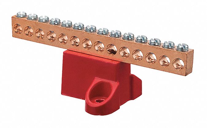 Ground Bar Copper 14 Circuit 2-14 AWG