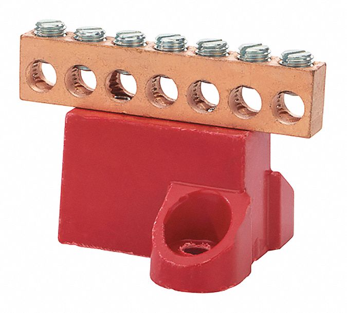 Ground Bar Copper 7 Circuit 2-14 AWG