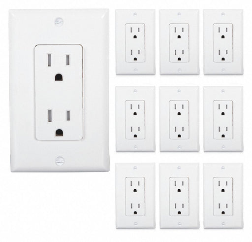 White Wall Outlet 15 Amps PK10