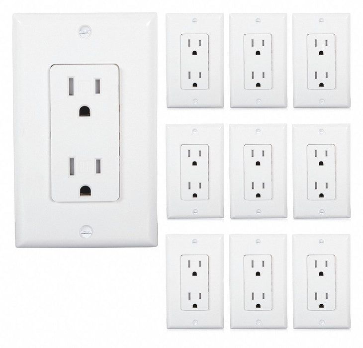 White Wall Outlet 15 Amps PK10