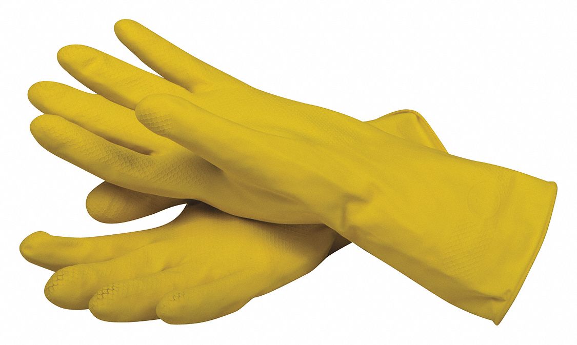 Glove Latex Flock Lined Yel L PK12