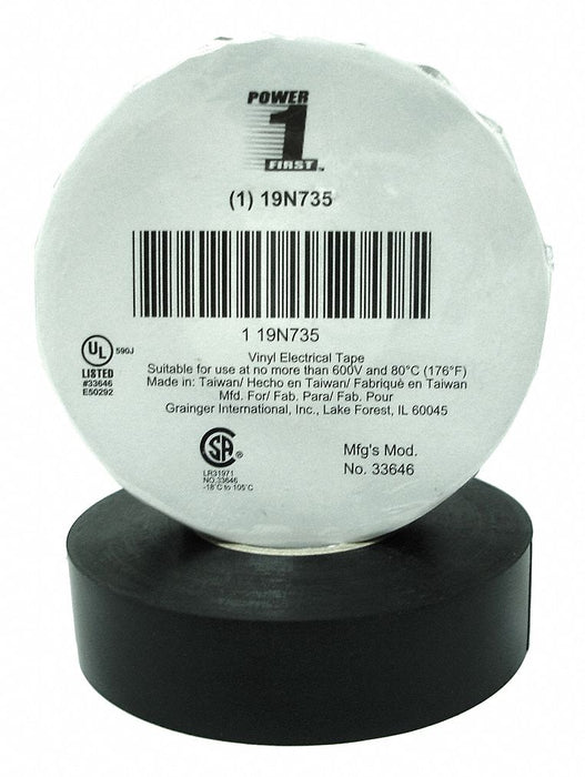 Elec Tape 66 ft Lx3/4 in W 7 mil Black