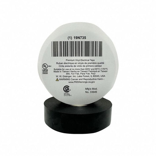 ElectricalTape Vinyl Black 22ydL 3/4inW