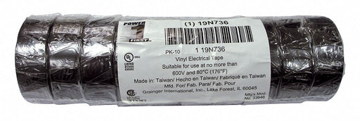 ElectricalTape Blk 6-5/8ydL 3/4inW PK10